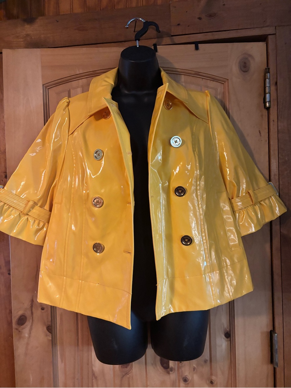 Juicy Couture Shiny Yellow Patent Short Trench Coat